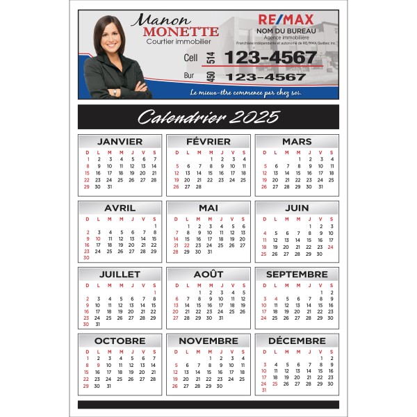 Calendriers magnétiques 4"x6", RECM